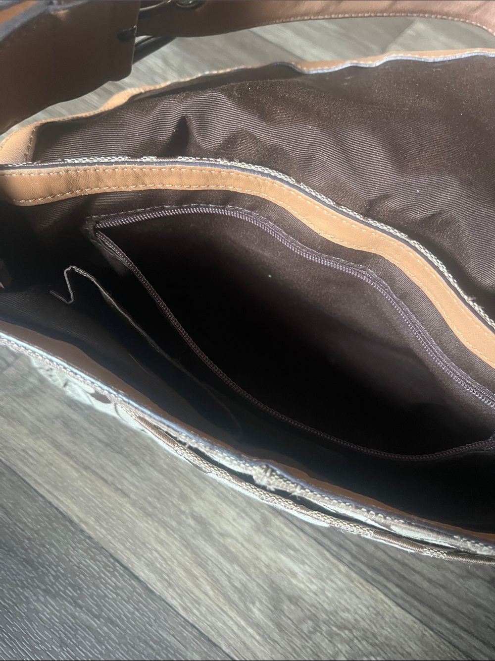Coach Tan and Brown Signature Canvas Shoulder Bag with Buckle - Picture 6 of 11